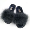 Women`s Cotton Slippers with Faux Fur Ball